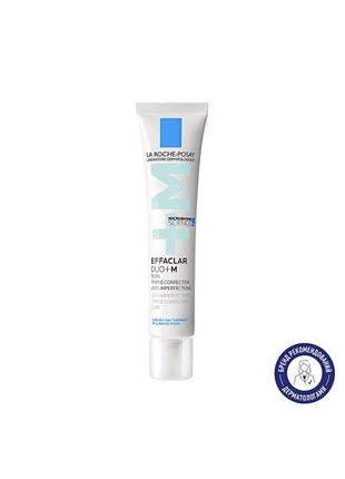 Торг гель-крем для обличчя la roche- posay effaclar duo + m потрійної дії для корекції недоліків проблемної шкіри та запобігання їх появі, 40 мл