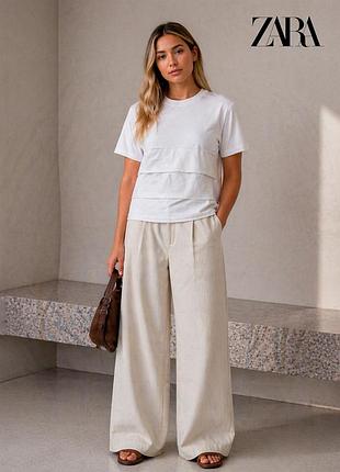 Нова біла трьошарова базова футбока zara s