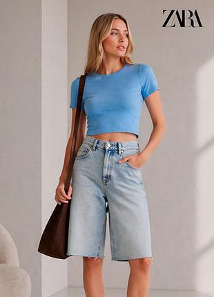 Нова синя трикотажна футболка zara