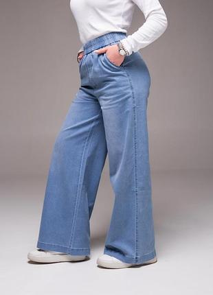 Женские джинсы wide-leg голубые