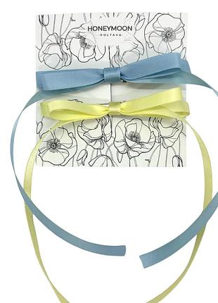 🎀 набор из двух бантиков из ленты (double ribbon bow) с хвостиками honeymoon_drb
