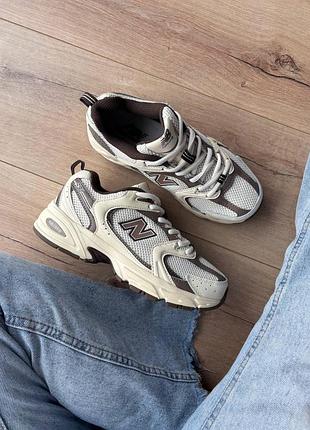 Стильные женские кроссовки new balance 530 white brown