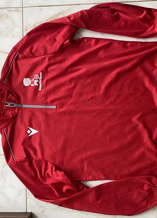 Червоний флісовий лонгслів для футболу macron supastrikers / macron red fleece football long sleeve