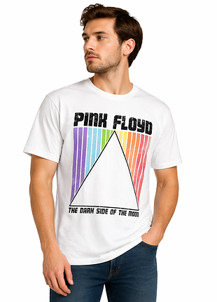 Футболка pink floyd біла the dark side of the moon мерч