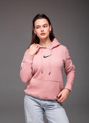 Женская утепленная кофта худи nike пудра