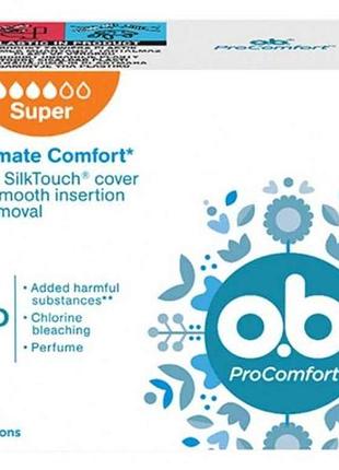 Тампоны 8шт без аппликатора procomfort super тм o.b.