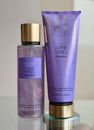 Набір спрей / міст та лосьйон з шимером victoria’s secret love spell shimmer