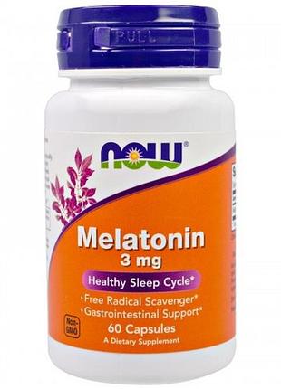 Вітаміни now foods melatonin 3 mg 60 капсул (219801)