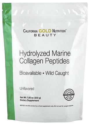 Морской коллаген-пептид california gold nutrition hydrolyzed marine collagen peptides 200 г (874901) (без добавок)