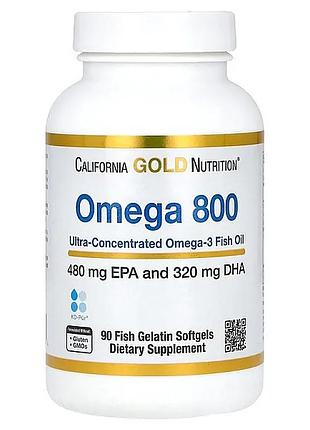 Жирные кислоты california gold nutrition omega 800, 90 рыбных капсул(7008487)