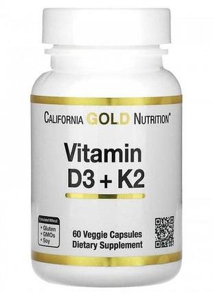Витамины california gold nutrition витамин d3+k2 vitamin d3 + k2 60 вегетарианских капсу(33675711)