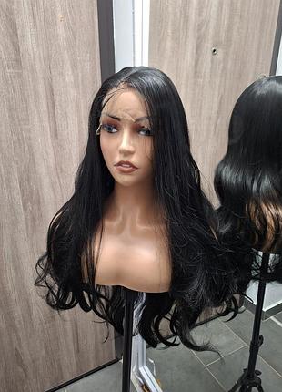 Длинная кудрявая черная парик на сетке lace front wigs новая