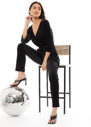 Черный бархатный комбинезон р.8 xs, s на миниатюрную девочку petite британия closet london чернний бархатной комбинезон