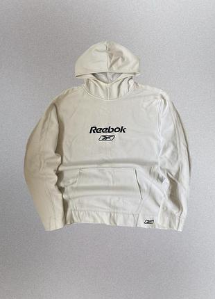 Мужской винтажный белый худи reebok кофта с высоким капюшоном