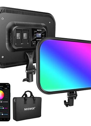 Студійне відеосвітло світлодіодна панель neewer rgb168 60вт з app керуванням (2500k до 8500k, rgb, cri 97+)