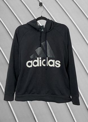 Женское худи adidas оригинал l / черная кофта адидас с логотипом / базовый худи adidas с капюшоном