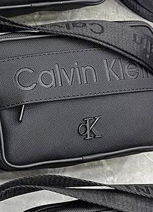 Сумка через плече чорна чоловіча calvin klein-слінг кельвін кляйн крос-боді