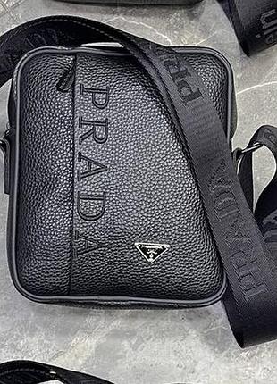 Сумка чорна чоловіча через плече prada крос-боді слінг