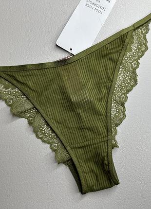 Трусики бразиліани тубчик з мереживом hunkemoller - хакі, рр м, xl