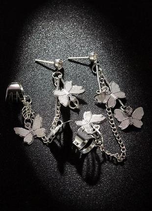 Сережки кафи метелики кристал сережки з підвісками метеликами6 фото