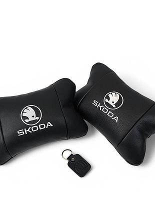 Автоподушка під голову skoda шкода, дорожні подушки, автомобільна подушка в подарунок mz-49