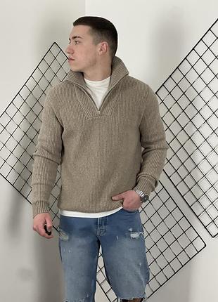 Кавовий плюшевий джемпер півзамок easy 1/3 zip, полузамок, кофта