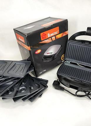Мультипекарь электрический с антипригарным покрытием domotec ms-7706 1000 w, грильница для стейков mr-19