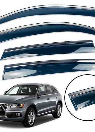 Дефлекторы окон (ветровики) audi q5 2008-2017 нерж. з хром полоскою (defl)