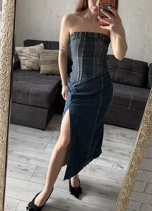 Джинсова сукня бандо zara