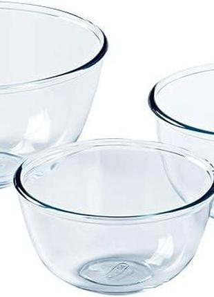 Pyrex - набор из 3 мисок/салатников - 3 размера - боросиликатное стекло - необычайная стойкость - сделано во франции