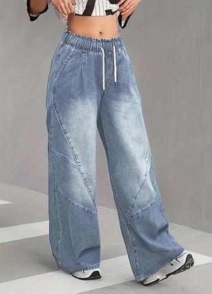 Жіночі джинси baggy легкі широкі на резинці