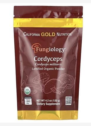 Fungiology®, порошок із сертифікованого органічного кордицепса військового, 120 г (4,2 унції)