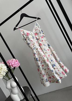 Белое цветочное платье сарафан люкс