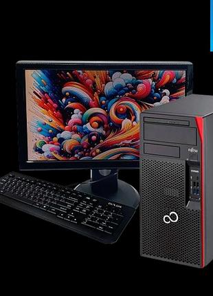 Б/у, компьютер в сборе, intel core i5-8400, озу 16 гб, hdd 500 гб, ssd 120 гб, видео 4 гб, монитор 24"