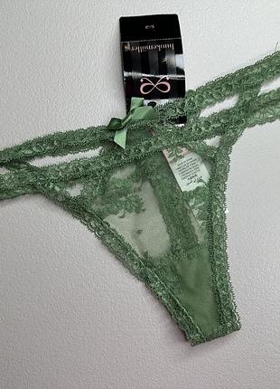 Трусики стрінги мереживні hunkemoller - хакі, рр m