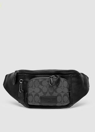 Бананка coach track belt bag grey/black