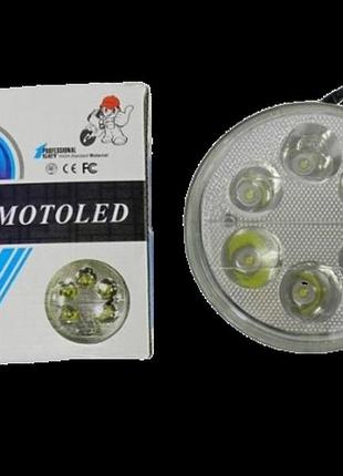 Лампа вставка диодная в круглую фару дельта/альфа (со стеклом) 6 led, 12v 18w