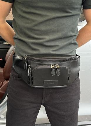 Бананка coach track belt bag smooth skin black