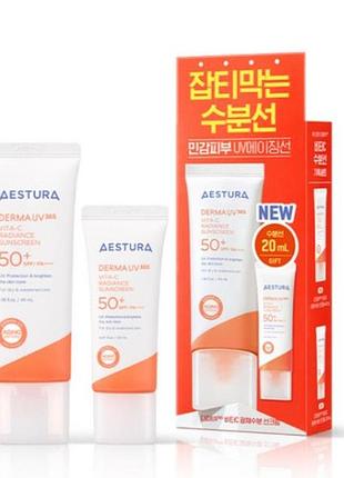Осветляющий солнцезащитный крем с витамином с aestura derma uv365 vita-c radiance sunscreen spf50+