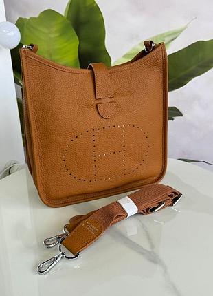 Сумка кожаная кросс боди через плечо в стиле  hermes evelyne