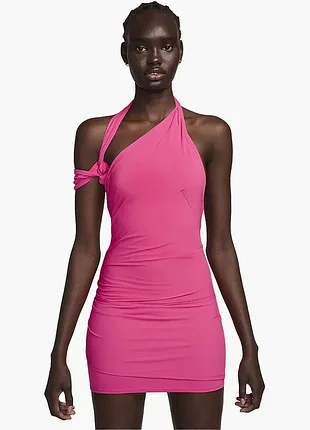 Nike x jacquemus - open-back asymmetric twisted stretch mini dress мини платье p. xxs