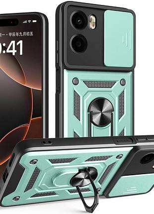 Чехол fiji camera defence для motorola e15 бампер с защитой камеры и подставкой green
