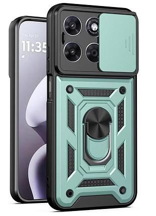 Чехол fiji camera defence для motorola g57 / g57 power бампер с защитой камеры и подставкой green