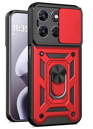 Чехол fiji camera defence для motorola g57 / g57 power бампер с защитой камеры и подставкой red