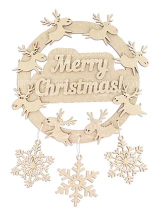 Рождественский венок из мдф merry christmas , 340x300мм, заготовка для декорирования #215