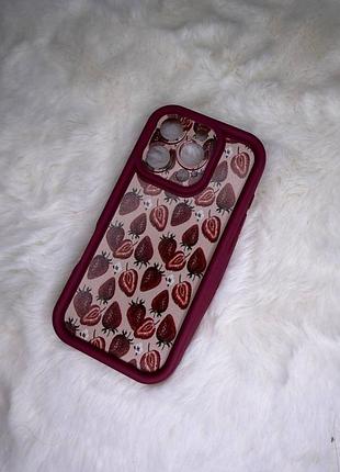 Стильний матовий чохол «полуничний мікс» для iphone 16 pro