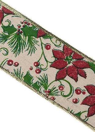 Стрічка новорічна rnyy-1927 63мм 45,72м (50ярд) квіти