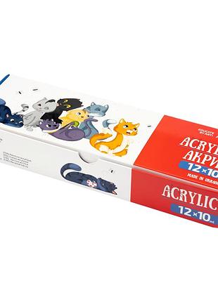 Набор акриловых красок cats 12×10мл rosa kids