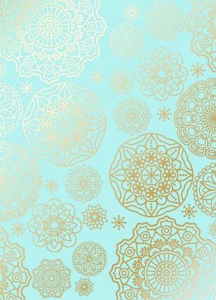 Лист односторонней бумаги с фольгированием, дизайн golden napkins turquoise, 30,5см х 30,5 см