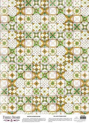 Деко веллум (лист кальки с рисунком) suzani green, а3 (29,7см х 42см)